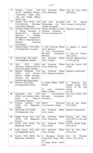 Haryana IAS-HCS transfer list 