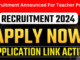 Recruitment Announced For Teacher Posts