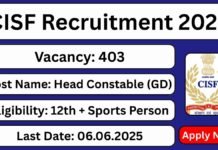 CISF Head Constable GD Apply Now