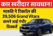 कार खरीदार सावधान! Maruti ने रिकॉल की 39,506 Grand Vitara, सामने आई गंभीर दिक्कतें