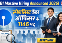 SBI Massive Hiring Announced 2026: स्पेशलिस्ट कैडर ऑफिसर के 1146 पद, जल्द करें आवेदन SBI Massive Hiring Announced 2026 स्पेशलिस्ट कैडर ऑफिसर के 1146 पद, जल्द करें आवेदन